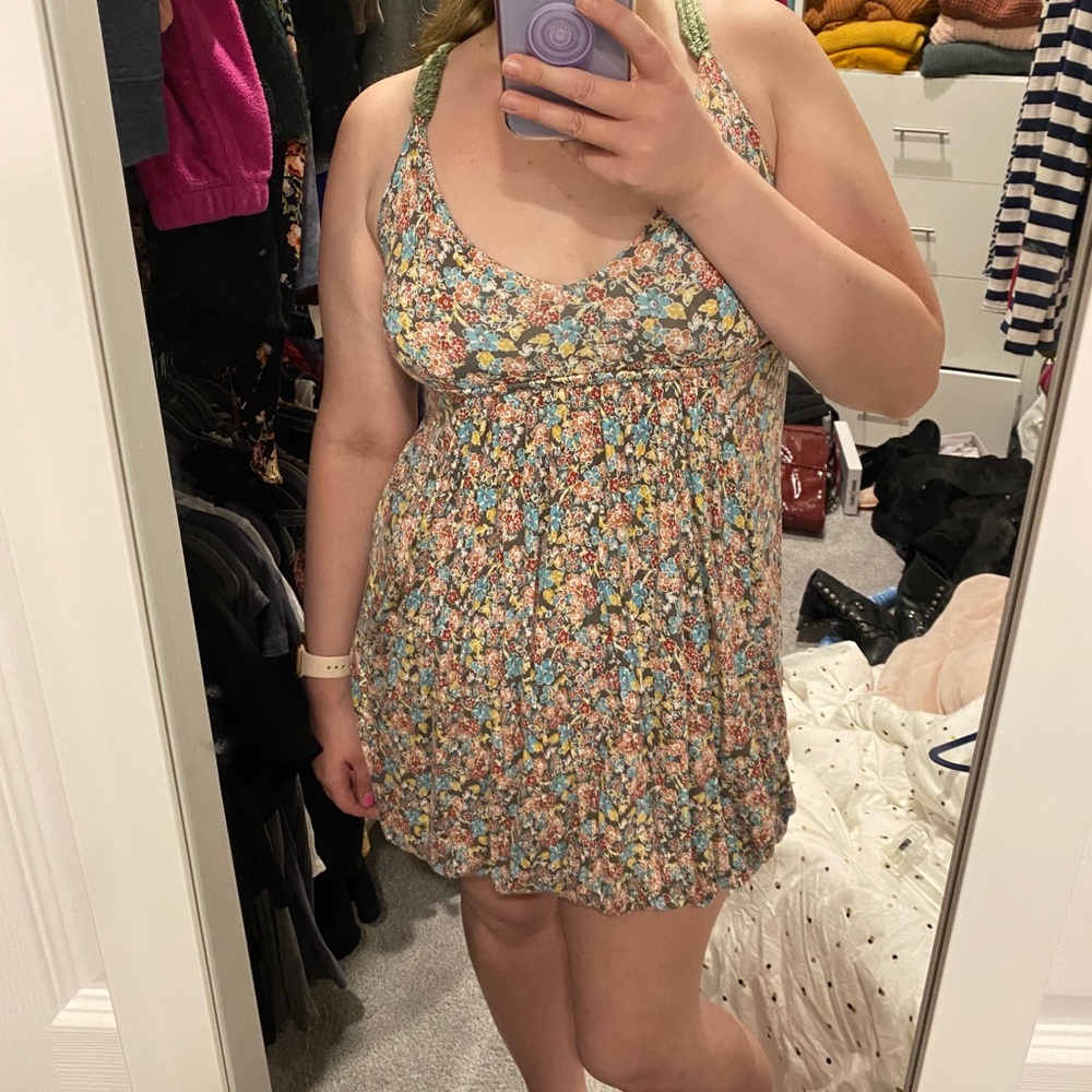 •2/$25• American Rag Floral Dress with Bubble Hem and Rope Straps